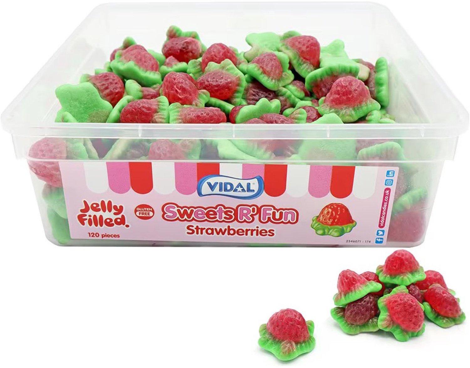 Vidal Jelly Filled Strawberries - gemengd snoep - 120 stuks - 780 g