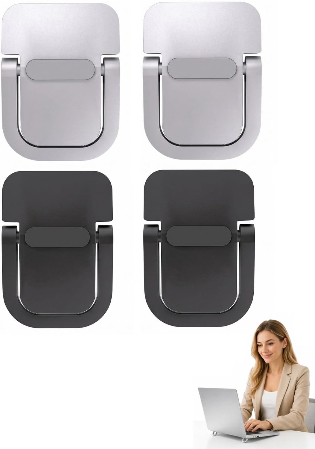 Standaard, 4 stuks, mini-pc-verhoging, antislip, vaste en transparante basis voor ergonomisch tillen, thermische ventilatie en bureau-organisatie