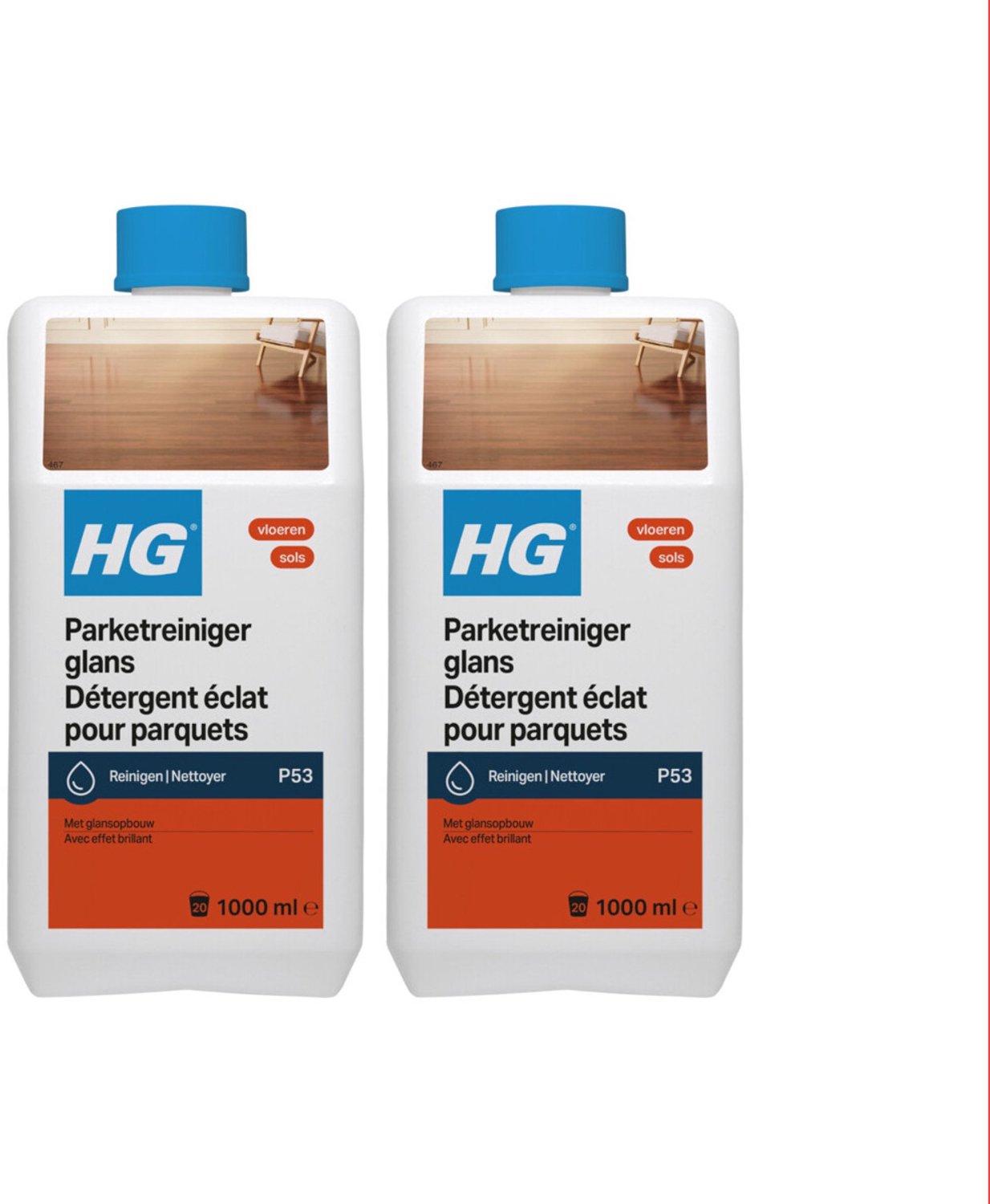 HG Parketreiniger Glans - Multipack - Reiniger - 2000ml (2x1000ml)