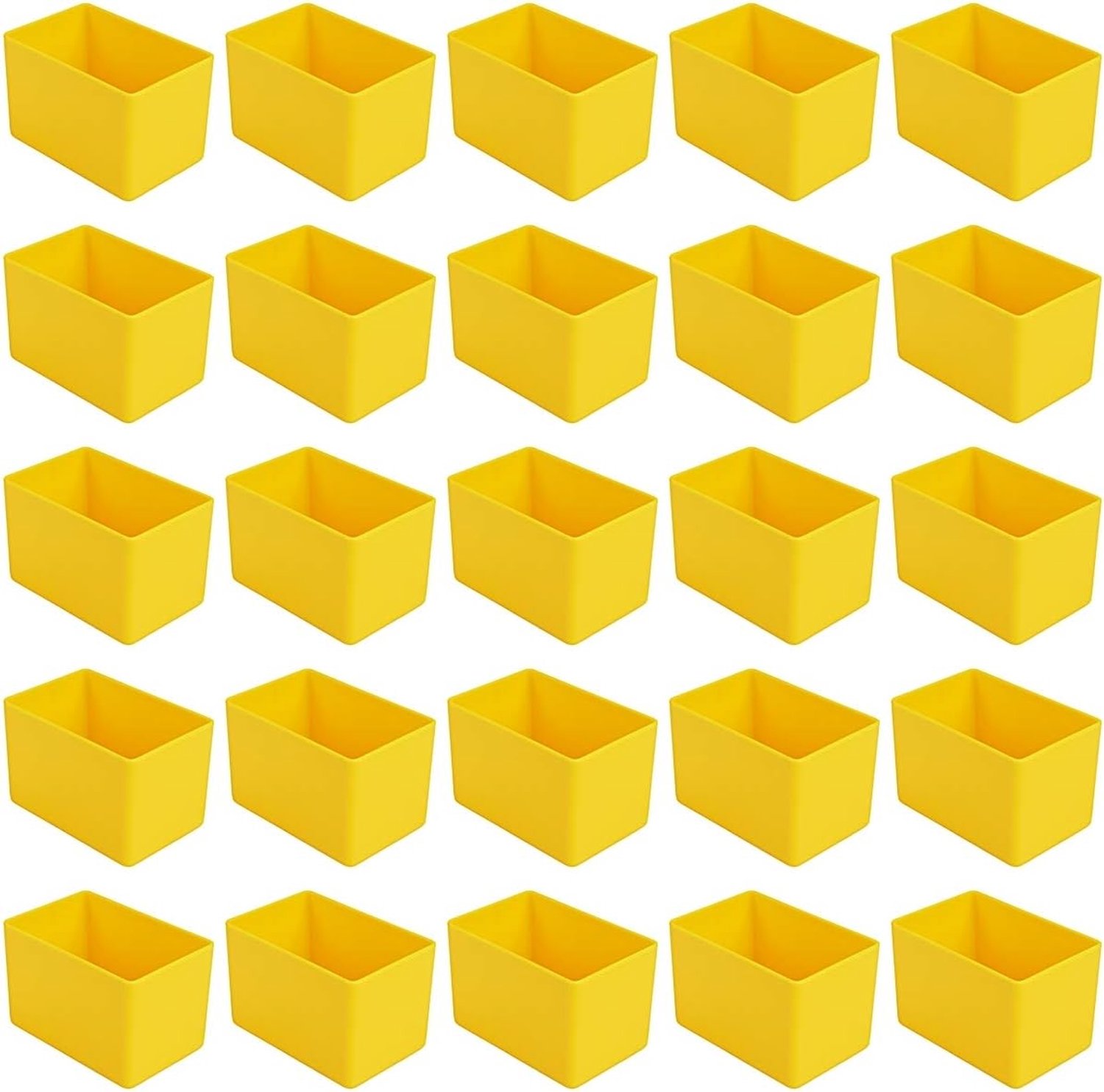 25 stuks inzetbakken E54/2, 80x53x54 mm, geel, industriestandaard, voor laden, assortimentsboxen etc., gemaakt van hoogwaardig slagvast polystyreen