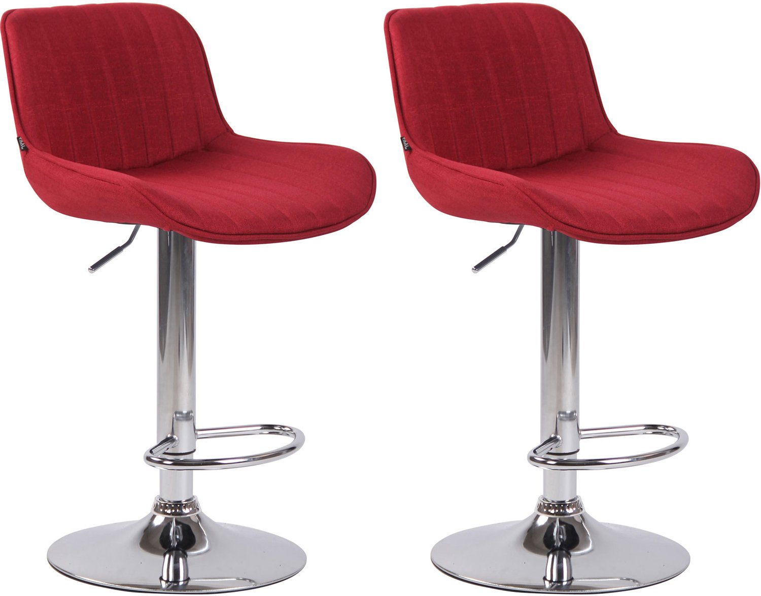 Luxe Comfort Barkruk - Set van 2 - Verstelbaar - Stof - Rood rood chroom