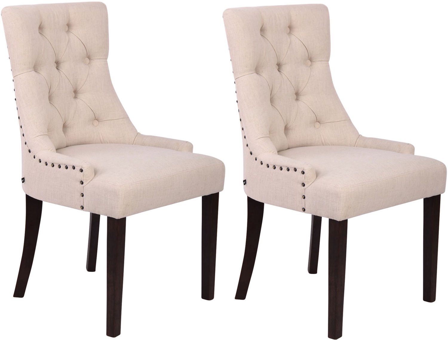 Luxe Comfort Eetkamerstoelen - Set van 2 - Stof - Crème creme