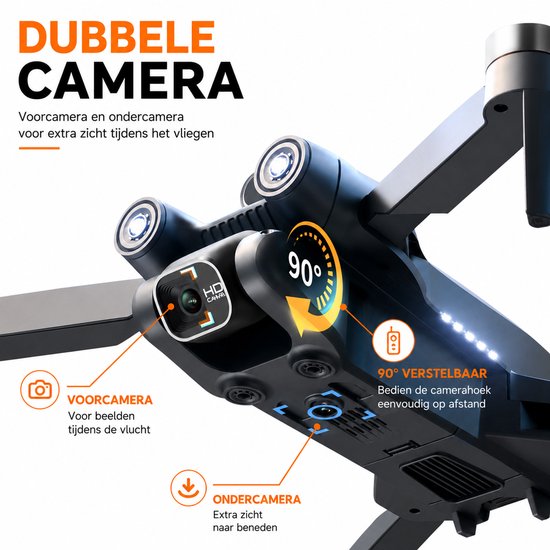 SefSay Ultra Max Drone - Drone met dubbele ESC HD camera - Obstakel Ontwijking - Borstelloze motoren - 3 batterijen en een opbergtas - Geschikt voor kinderen en volwassenen thumbnail 3