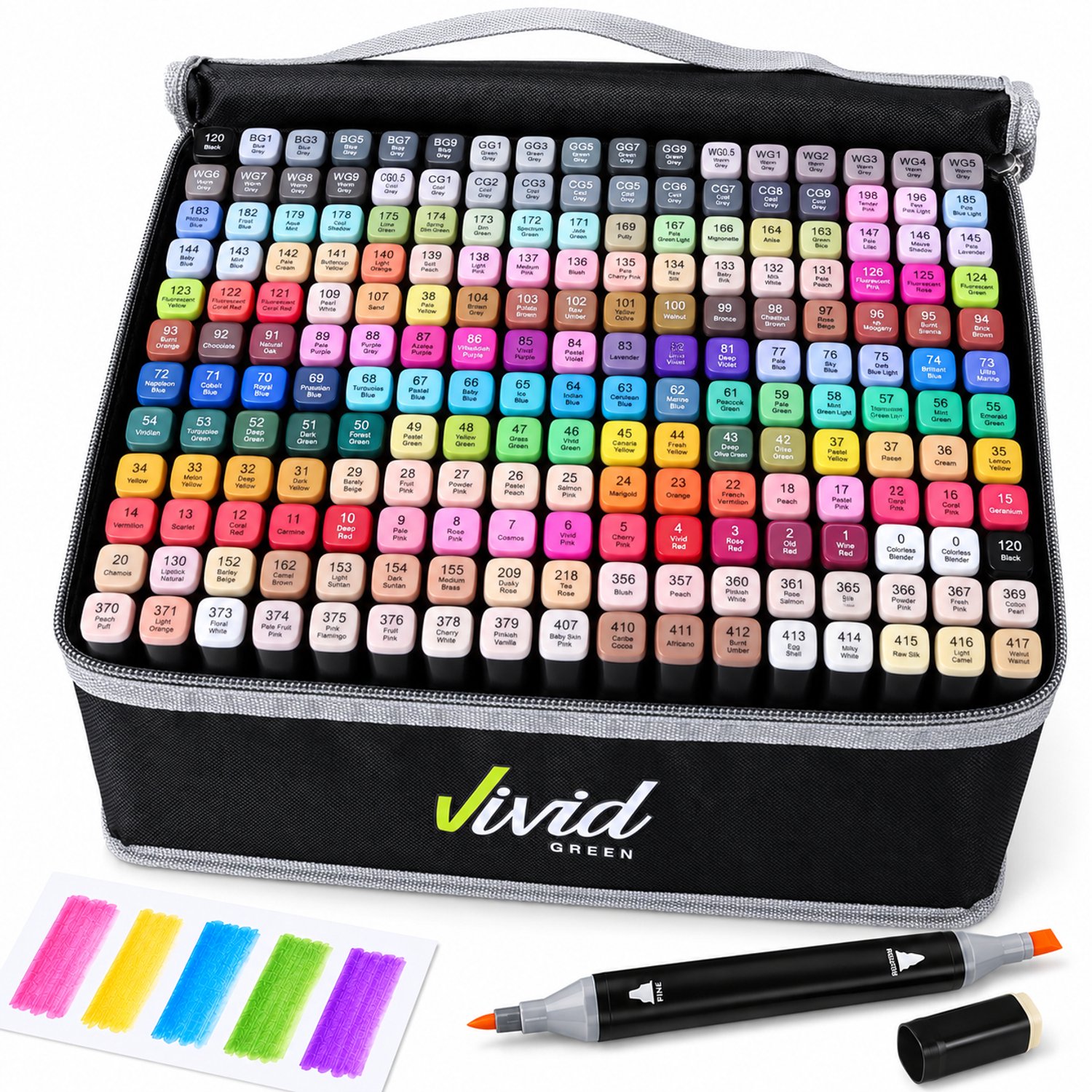 Twinmarkers 204 stuks voor volwassenen - Alcohol markers - Stiften - Markeerstiften - Vivid Green