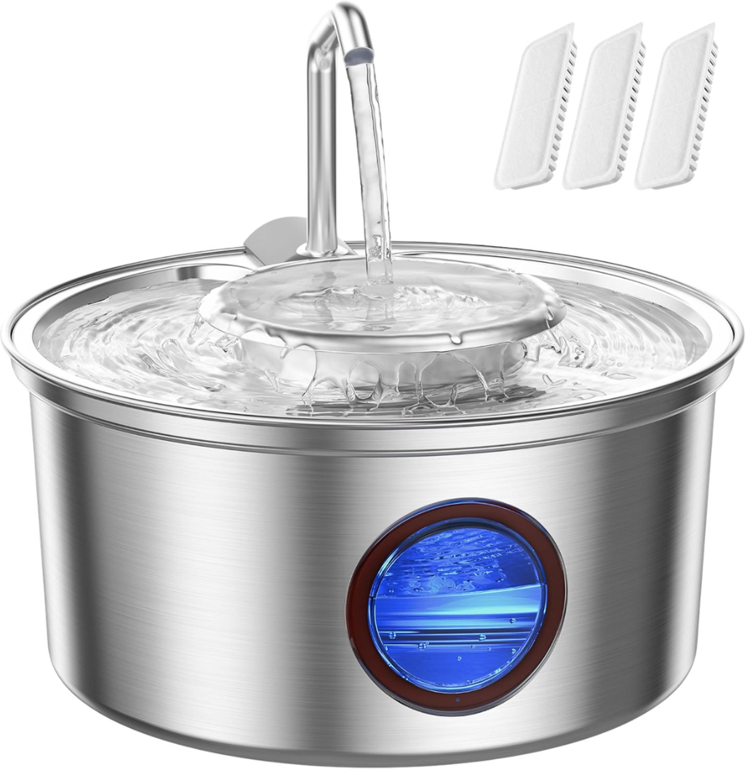 Verte - Drinkfontein Kat - Roestvrij Staal - 3,2 L - Drinkbak Voor Katten - Automatische Drinkfontein Voor Katten - Ultrastille - Geruisloze Waterdispenser Met 3 Filters