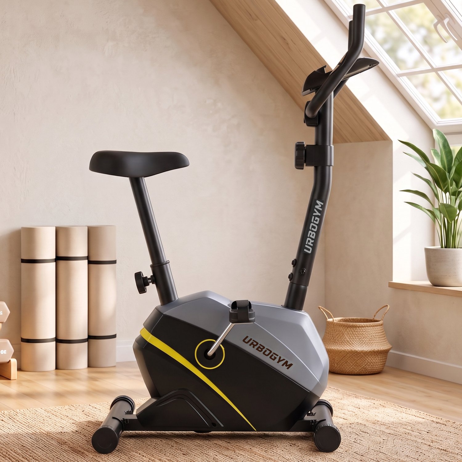 URBOGYM OXYGEN YELLOW - Hometrainer - Magnetische weerstand - 8 weerstandsniveaus - Vliegwiel van 6 kg