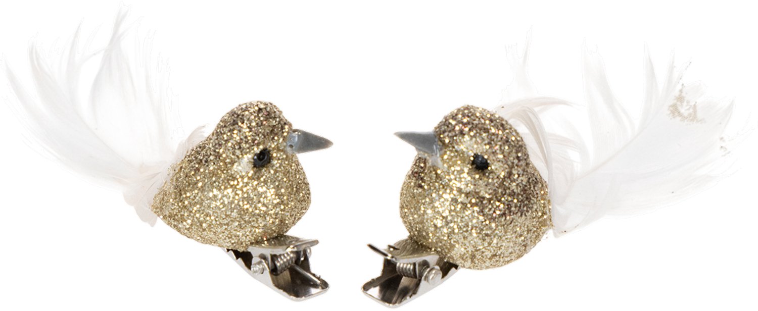 Ornament foam l2b5h3 cm vogelclip goud 4st kerst Decoris