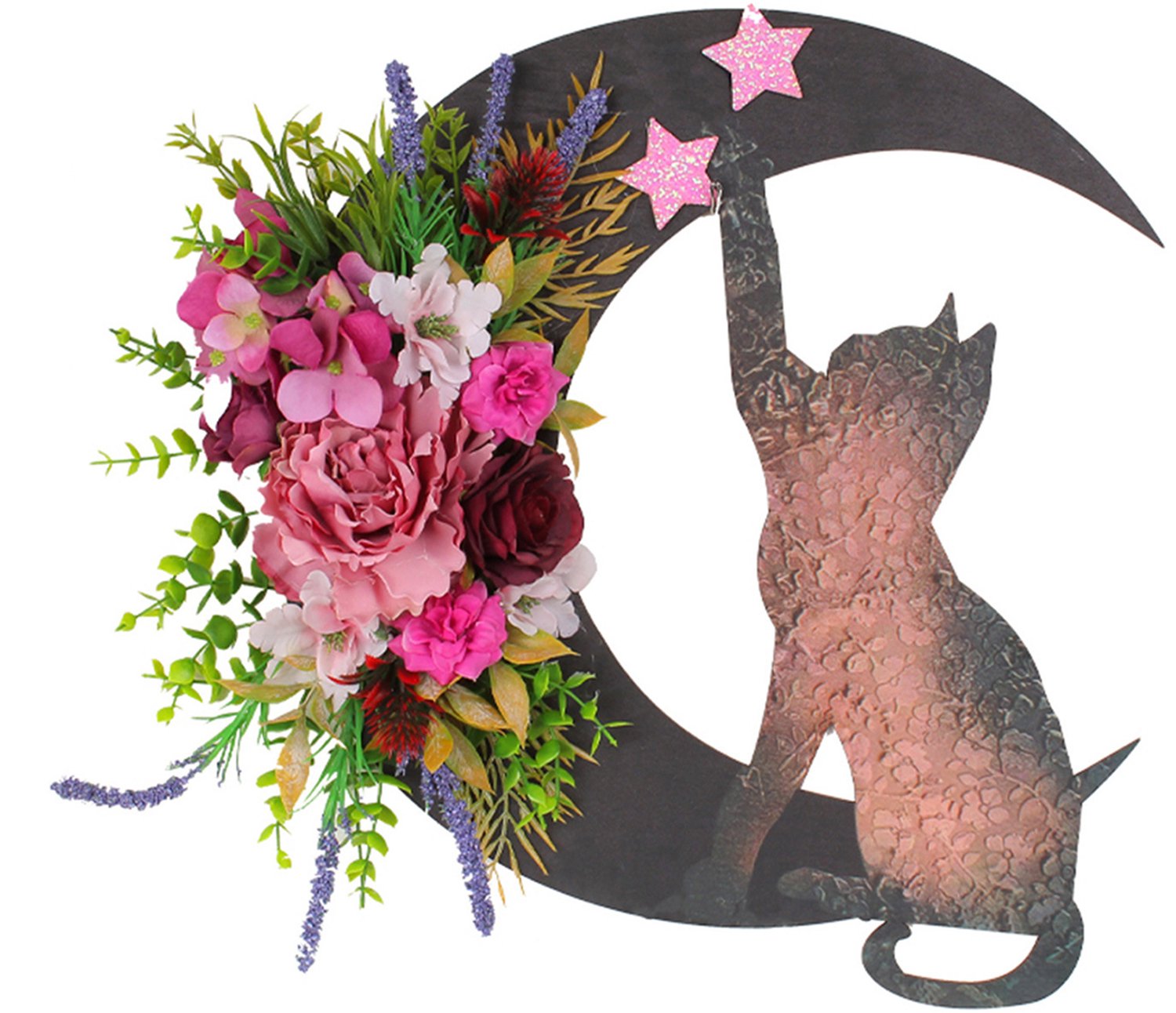 Halloween Kattenkrans in de Vorm van een Halve Maan - Hangende Woondecoratie - Cadeau voor Kattenliefhebbers