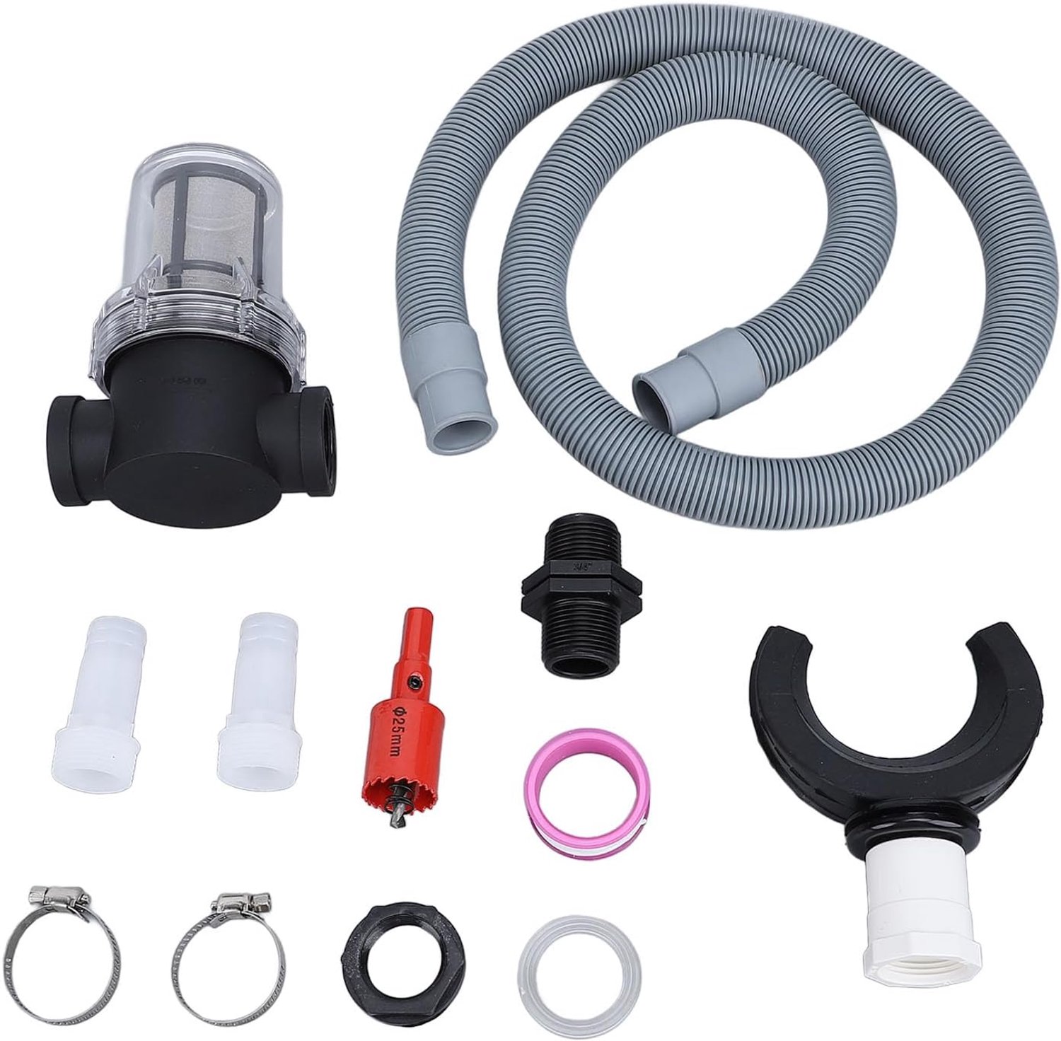 Famanu - Regenwateropvangset - Voorkom wateroverlast - Inclusief filter en aansluiting - Zwart 1