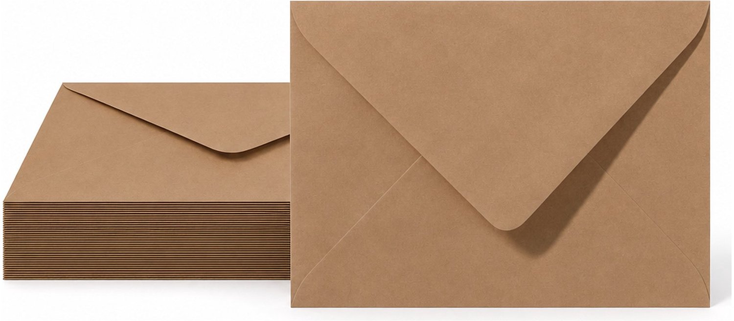 Enveloppen Bruin 15.6x22 cm - 100 stuks - 120 gram - Bruine Enveloppen A5 - Wenskaart Envelop