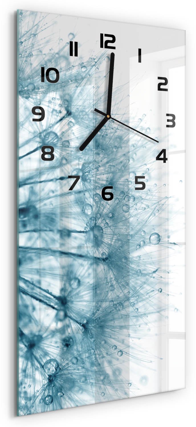 Tulup Wandklok - Paardebloem Moderne Wandklok Glas - 30x60 cm - Grijs Wandklok Glas Decoratie - Zwarte handen - Rechthoekige Klok - Glazen Wandklok Design - Klok Glas Met Opdruk