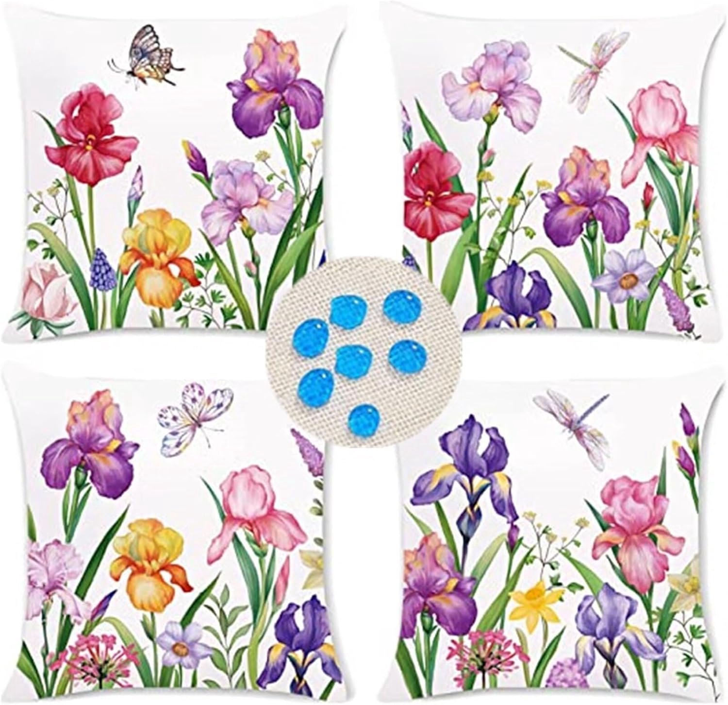 Outdoor kussenhoezen 20x20 inch set van 4 waterbestendige decoratieve kussenslopen linnen materiaal, bedrukte kussenslopen, voor tuinbank slaapkamer, 50 cm x 50 cm roze tuin
