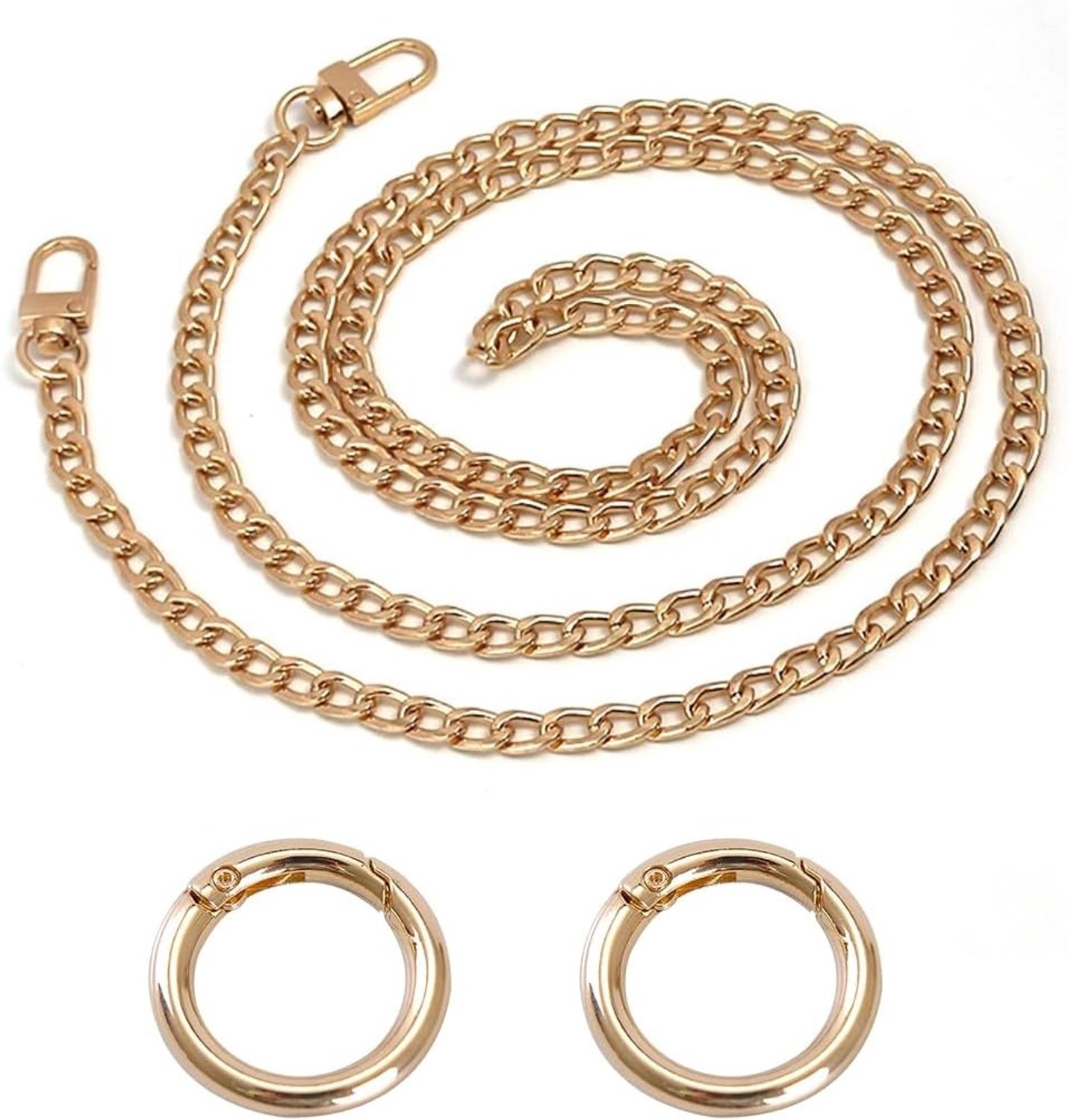 Metalen handtas ketting met karabijnhaak voor dames - 120 cm lange tote strap in goudkleur