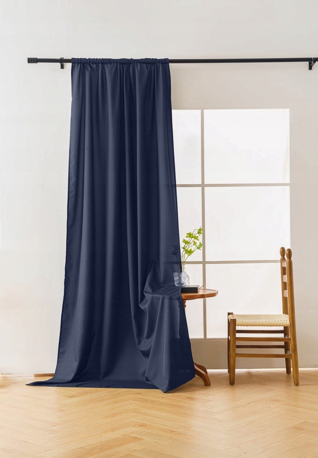 Gordijn met band 140x250 cm - Navy Blauw, Halfverduisterend