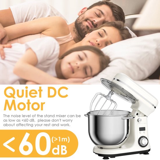 D&J Keukenmachine - Keukenmixer - 6 Snelheden - 6L inhoud - Stille motor - Zwart - 1200W - Inclusief mengkom/deeghaak en garde van D&J — afbeelding 5