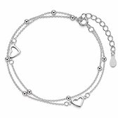 Armband Meisje- Meisjes armband Zilver 925- Dubbel Laags- Armband Hartjes en Bolletjes- Kind- LiLaLove