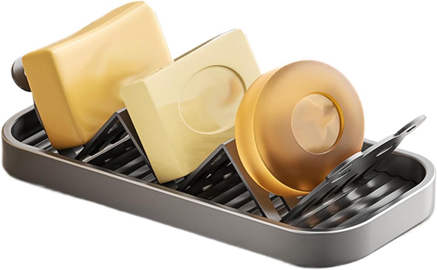 Zeepbakje met afdruipbak en plank, modern, zeepschaal voor douche, voor spons, tandenborstel, huis, badkamer, keuken, wastafel, rustiek
