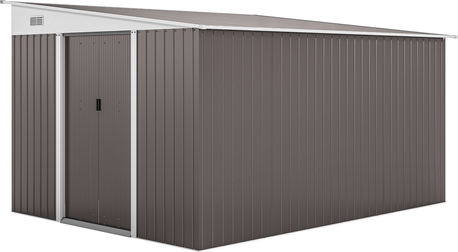 Sunona Metalen tuinhuis - Met schuin dak en afsluitbare schuifdeuren - 280 x 345 x 169/201 cm - Grijs