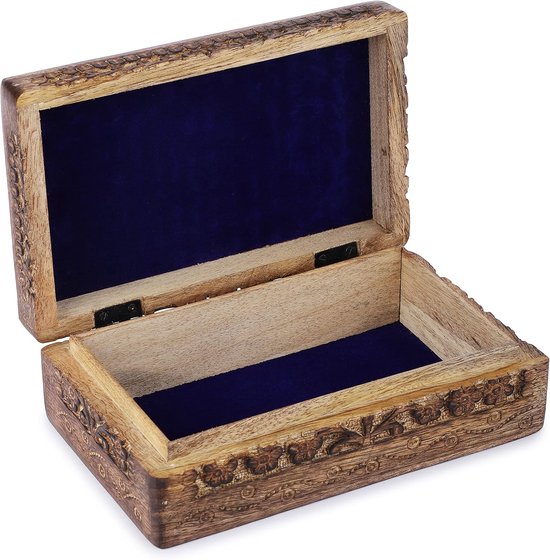 Kistje van hout, decoratief, handgesneden souvenirkistje met het oog van Horus, multifunctioneel bewaarkistje voor sieraden, snuisterijen, horloges e.d., geweldig cadeau — afbeelding 4