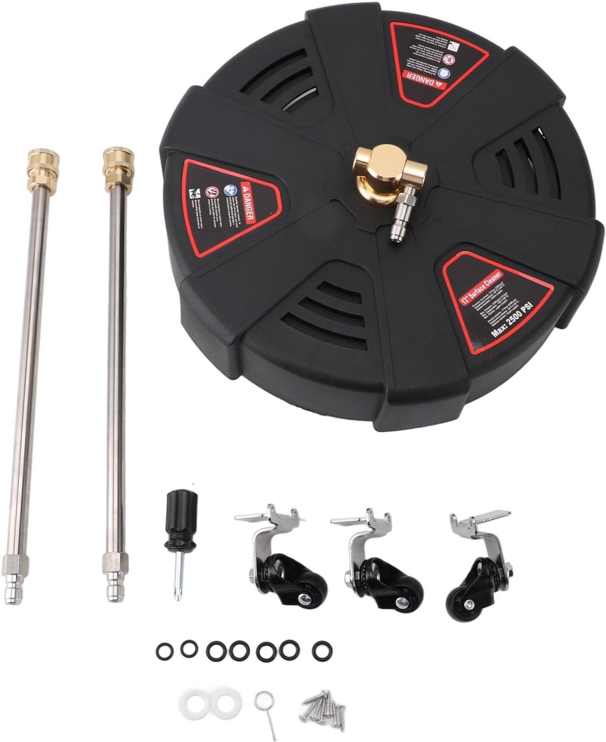 Hogedrukreiniger van 33 cm voor terraspoorten van beton, gemakkelijk te verplaatsen en krachtige reiniging, snelle aansluiting van 1/4 inch, 2500 psi, roestvrij staal ABS