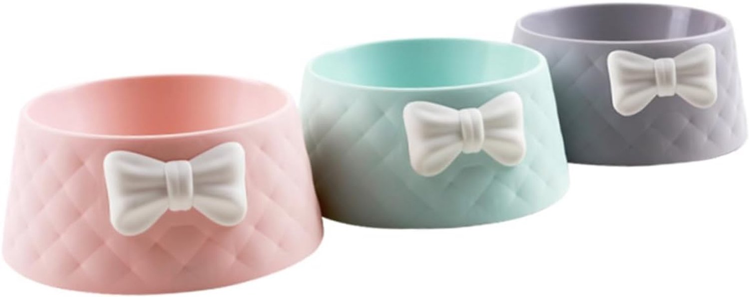 2 Creatieve Plastic Voerbak voor Huisdieren met Strikdecoratie Geschikt voor Honden Duurzaam Makkelijk Schoon Te Maken Roze Voederbak voor Huisdieren