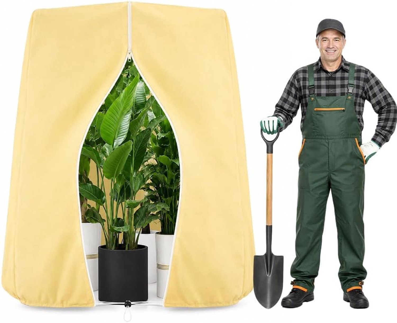 Famanu - Winterbescherming potplantenzak - Beschermt planten tegen vorst - Duurzaam polyethyleen - Groen 1 stuk