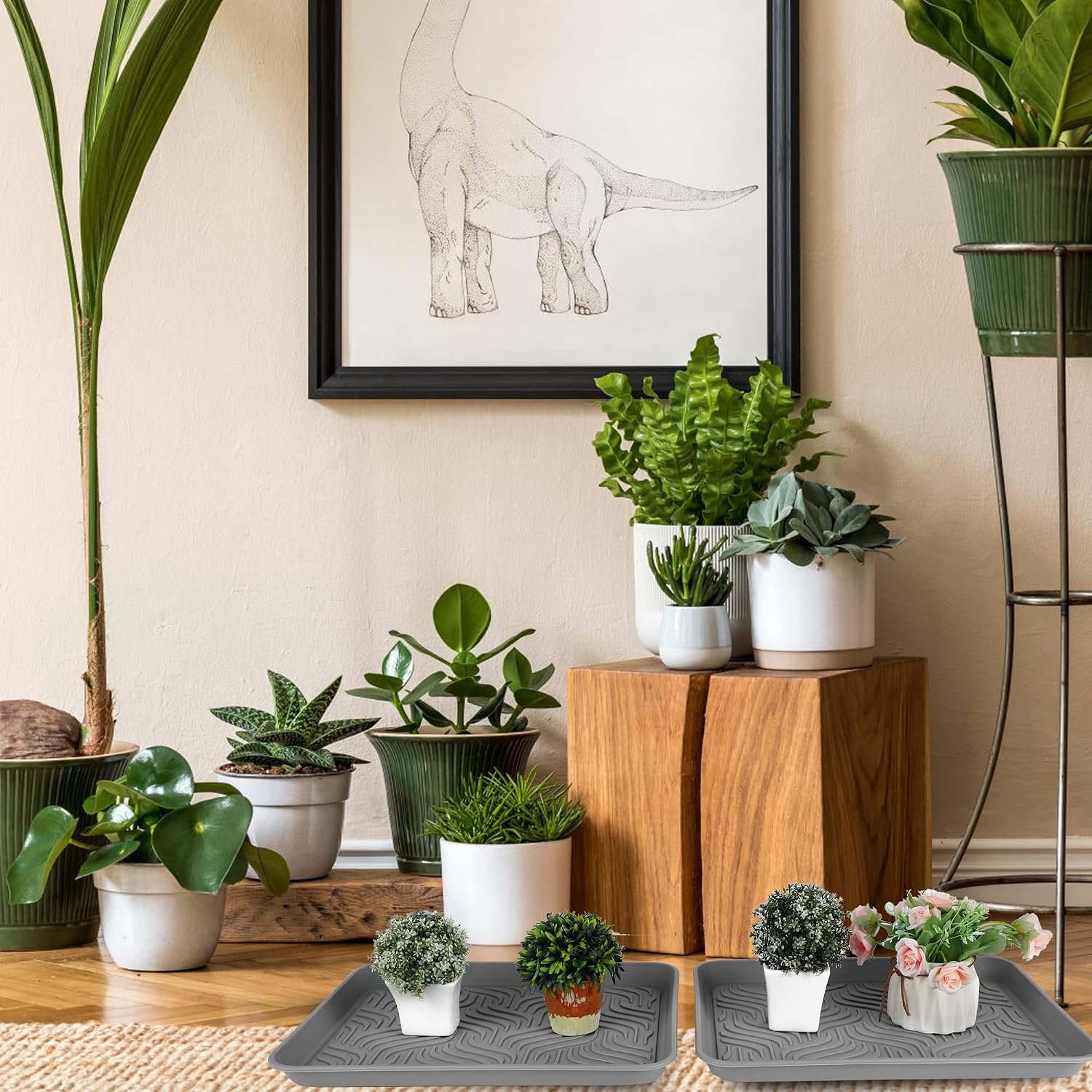 Famanu - Modderopvangbak 2er Set - Houdt je huis schoon - Duurzaam kunststof - Grijs 2 stuks