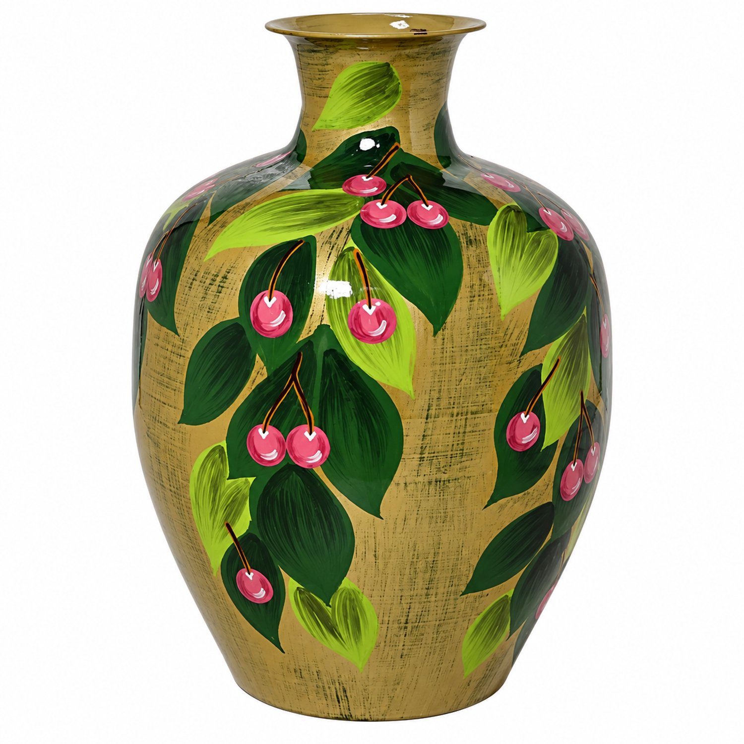 Colmore by Diga vaas goud/groen fruit handbeschilderd enamel 32x32x48cm