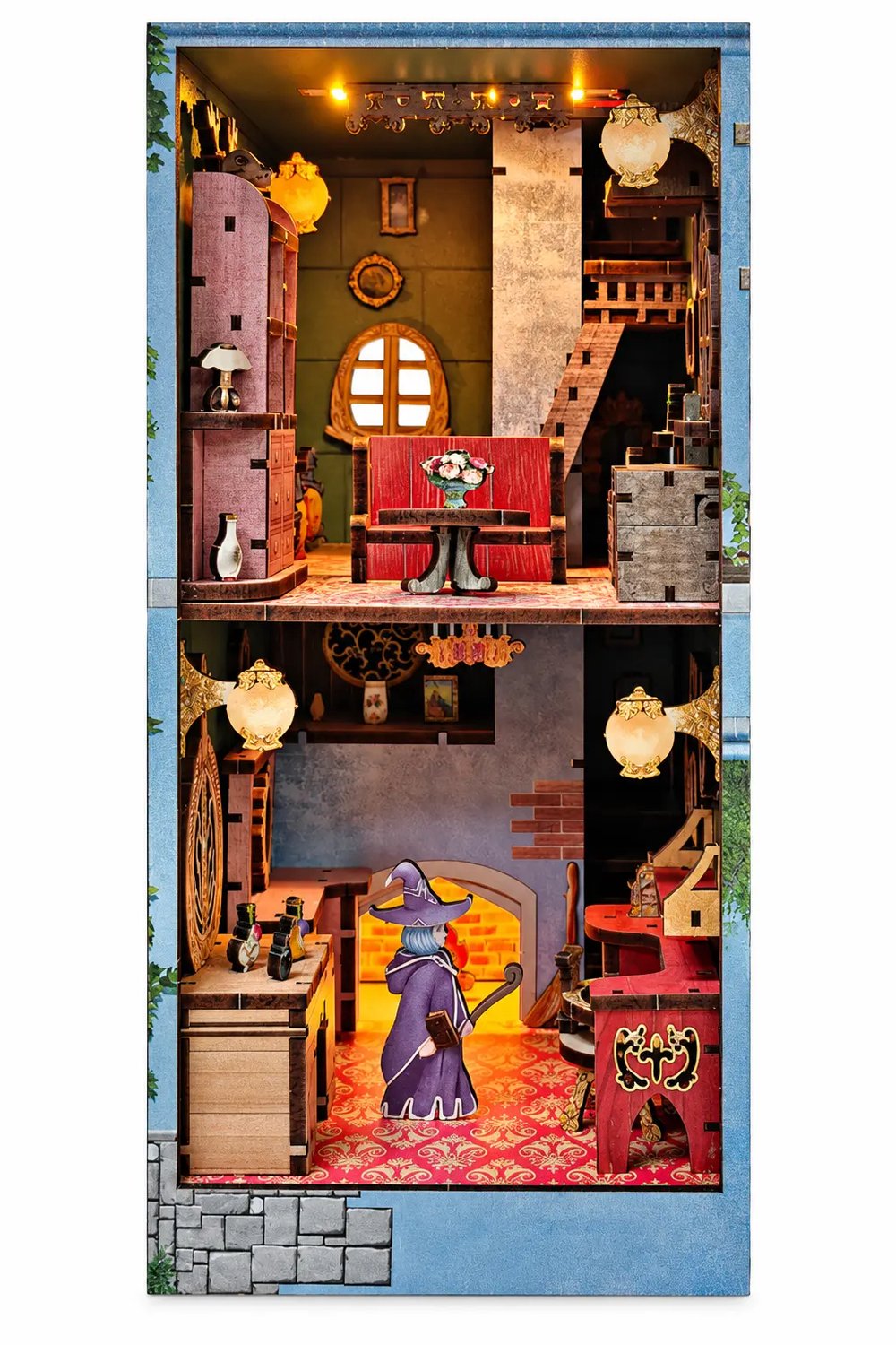 THAR Book Nook Magic Potion House – Houten Miniatuurbouwpakket met LED – 177 Onderdelen – DIY Fantasy Boekenplankdecoratie