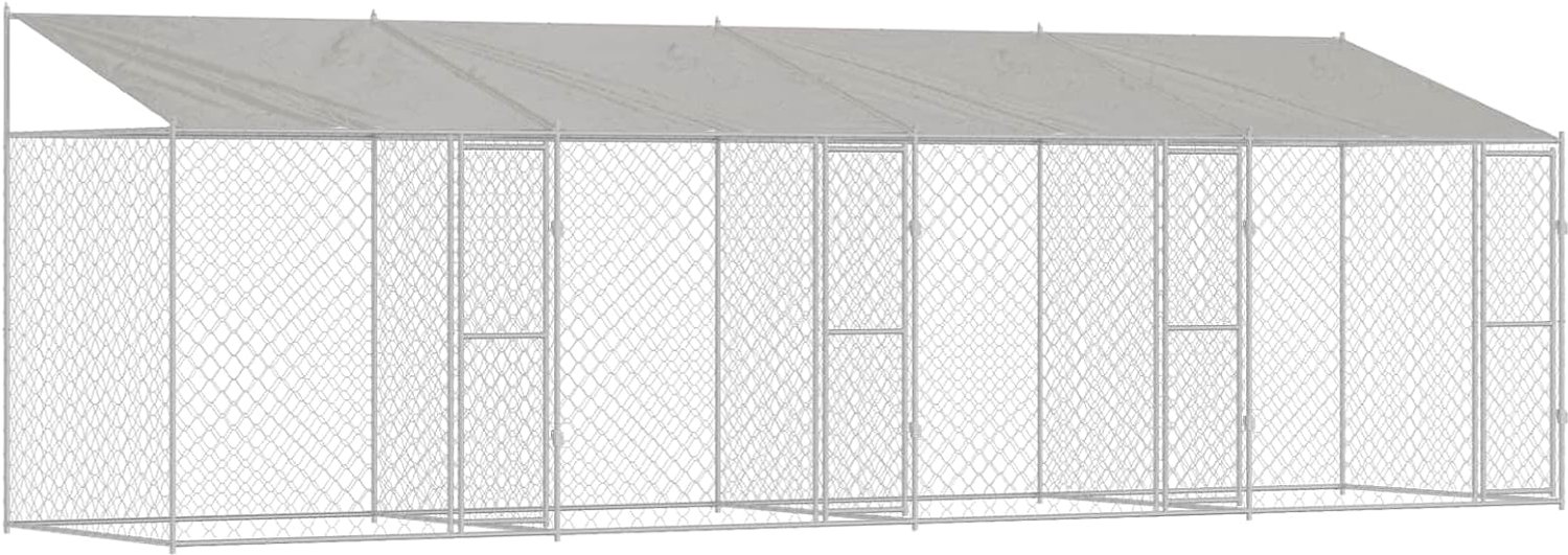 Hondenkooi met Dak zilver 800 x 200 x 256 cm Staal en PE