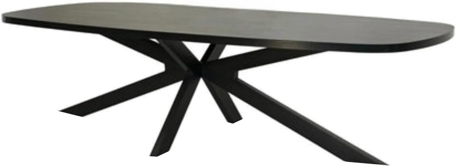 Eettafel Leco deens ovaal 300cm zwart melamine ovale tafel eetkamertafel