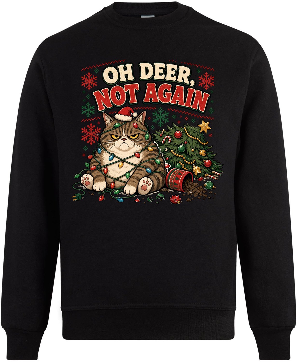 Oh Deer Not Again Kersttrui - Dames Heren - Kat - Unisex - Kerst Cadeau - Grappig - Foute Kersttrui - Maat L