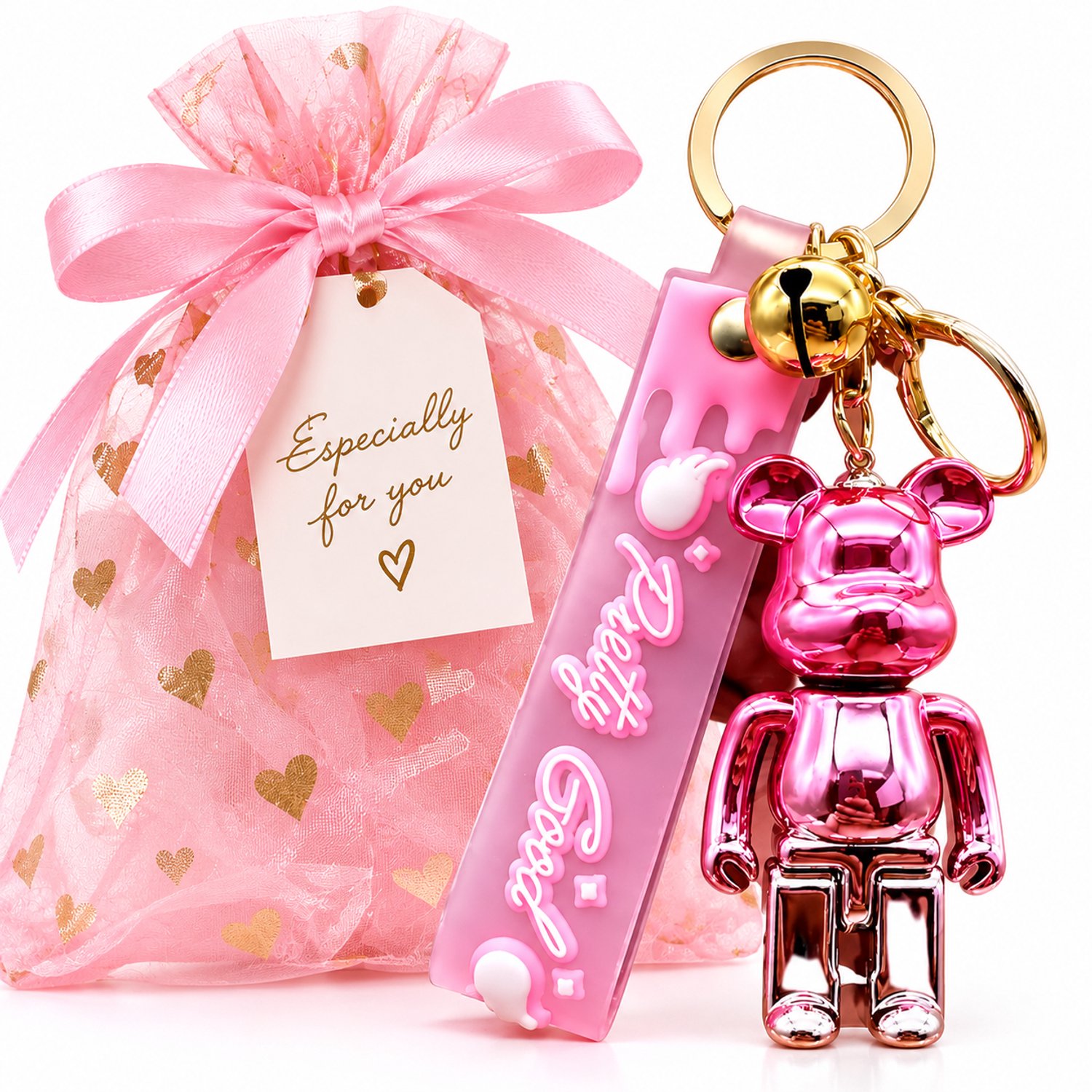 Nina’s Giftshop® Sleutelhanger Beer Roze – Luxe Beertje – Tashanger – Bag Charm – Cadeau voor Haar – Valentijn – Verjaardag – Kerst