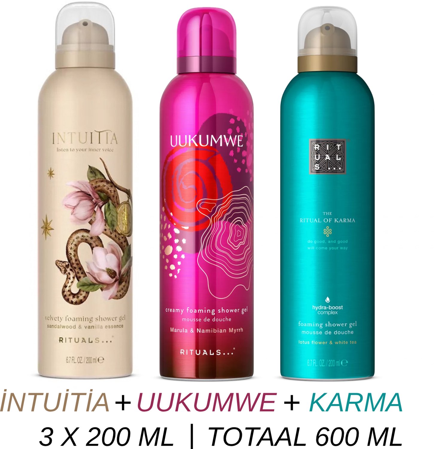 Rituals - Shower Gel Value Set - Intuitia + Uukumwe + Karma - 3 x Shower Gel 200 ml = 600 ml - Douchegel - Doucheschuim