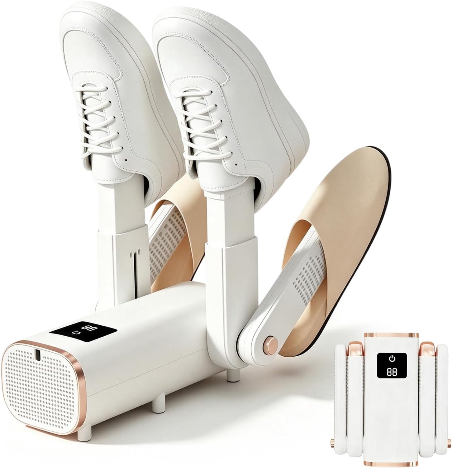 Schoendroger, 4-buizen-verwarming, schoendroger met intelligente timer, voetwarmer, schoenverwarming, schoenwarmer, schoenen, laarsdroger, handschoendroger, deodoriserend en