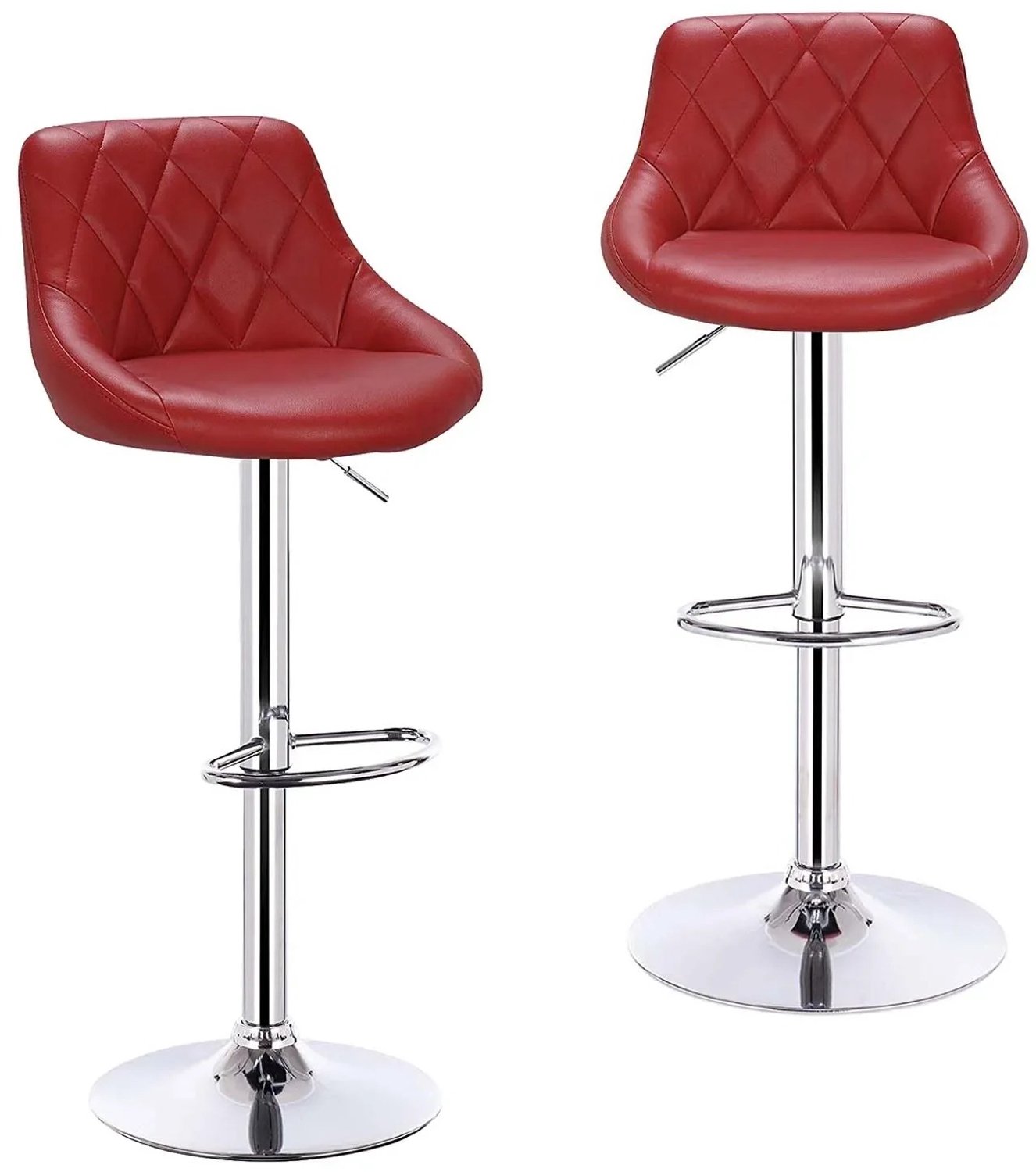 ArtiZo Barkruk set van 2 - met voetsteun - 360° draaibaar - red wine leather(synthetisch) - in hoogte verstelbaar - 38.5x38.5x84-106 cm