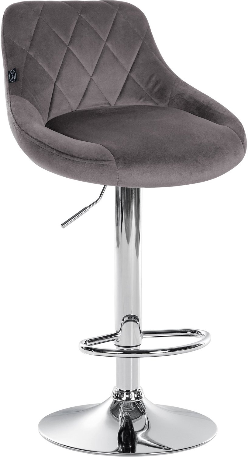 Luxe Comfort Barkruk - Fluweel - Grijs chroom/grijs