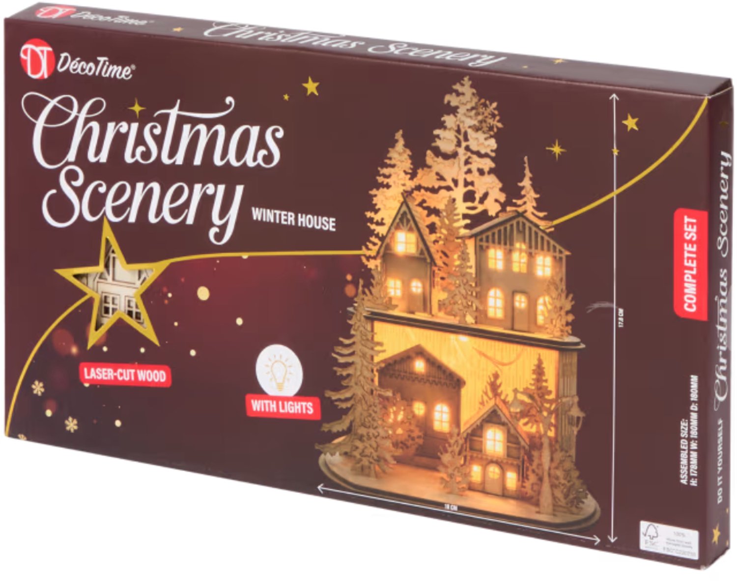 DécoTime houten kersttafereel - Om zelf in elkaar te zetten - Met ledlicht - Knutselen - Kerst - Bouwpakket