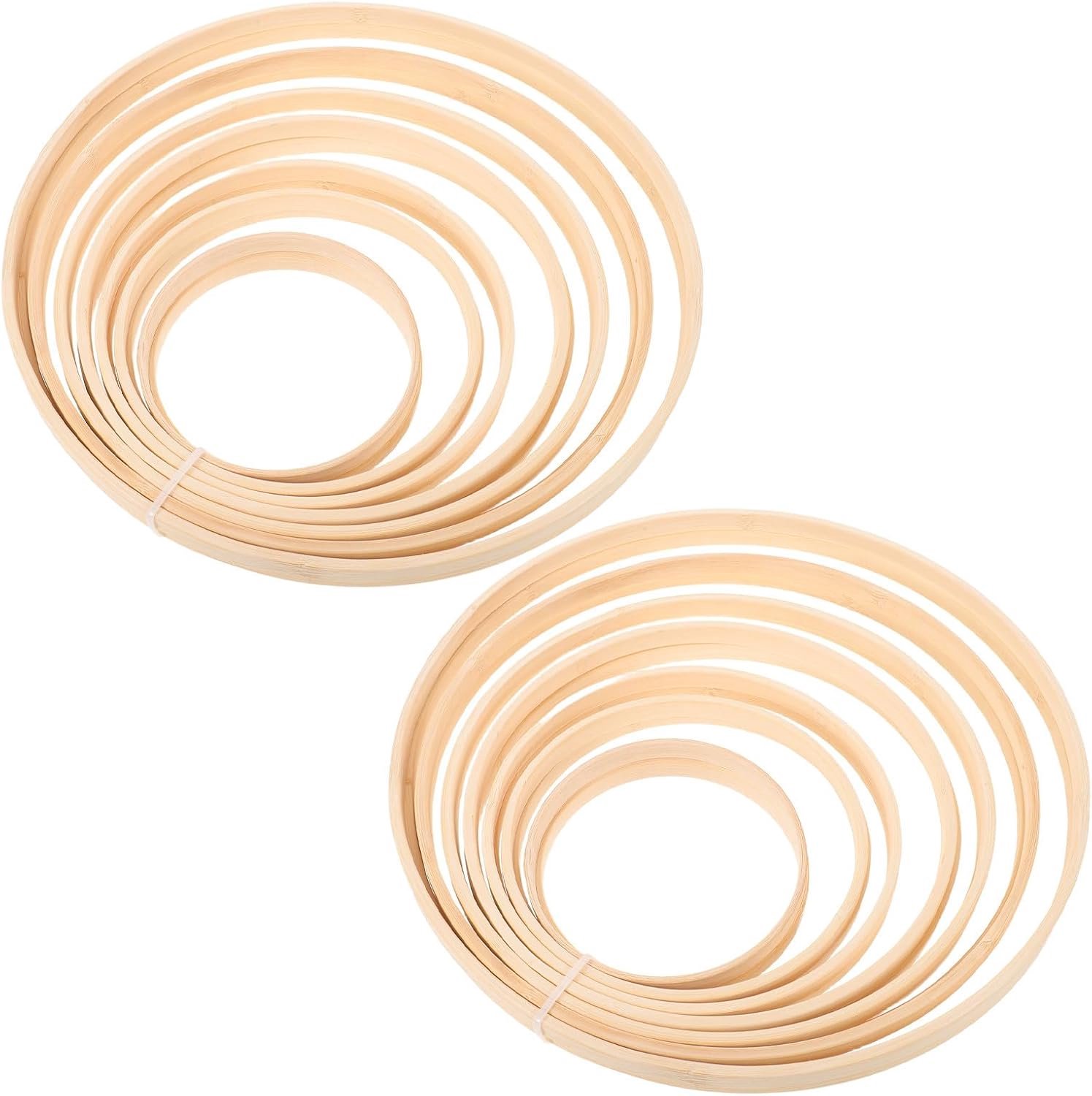 14 Stuks Delige Droomvanger Ringen van Natuurlijk Bamboe Duurzame Ronde Hoepels Ambachtelijke DIY Bruiloftsdecoratie Wandversiering