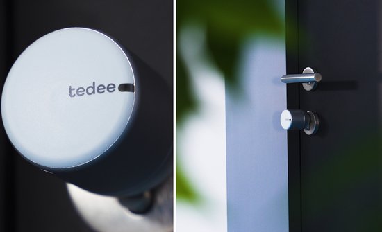 Ensemble de serrure connectée Tedee PRO avec cylindre modulaire et bridge -  Argent 