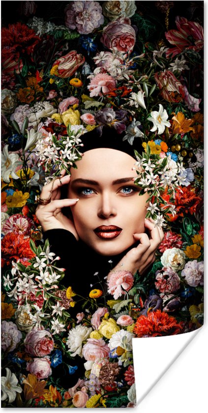 Poster Bloem - Vrouwen - Portret - Botanisch - 60x120 cm