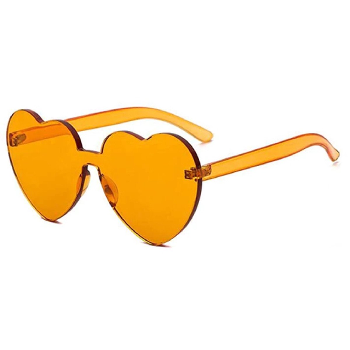 Viveux® Zonnebril Hartjes Montuur Oranje - Sunglasses Orange - Feest en Festival - Feest accessoires - Verkleedaccessoires - Festivalbril - Carnaval Accessoires - Koningsdag