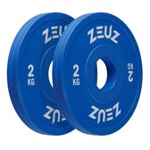 ZEUZ Halterschijf 2 Stuks 2 KG – 4 KG Gewichten Set – voor 50 mm Halter – voor CrossFit & Fitness – Metaal & Rubber 2KG Schijf