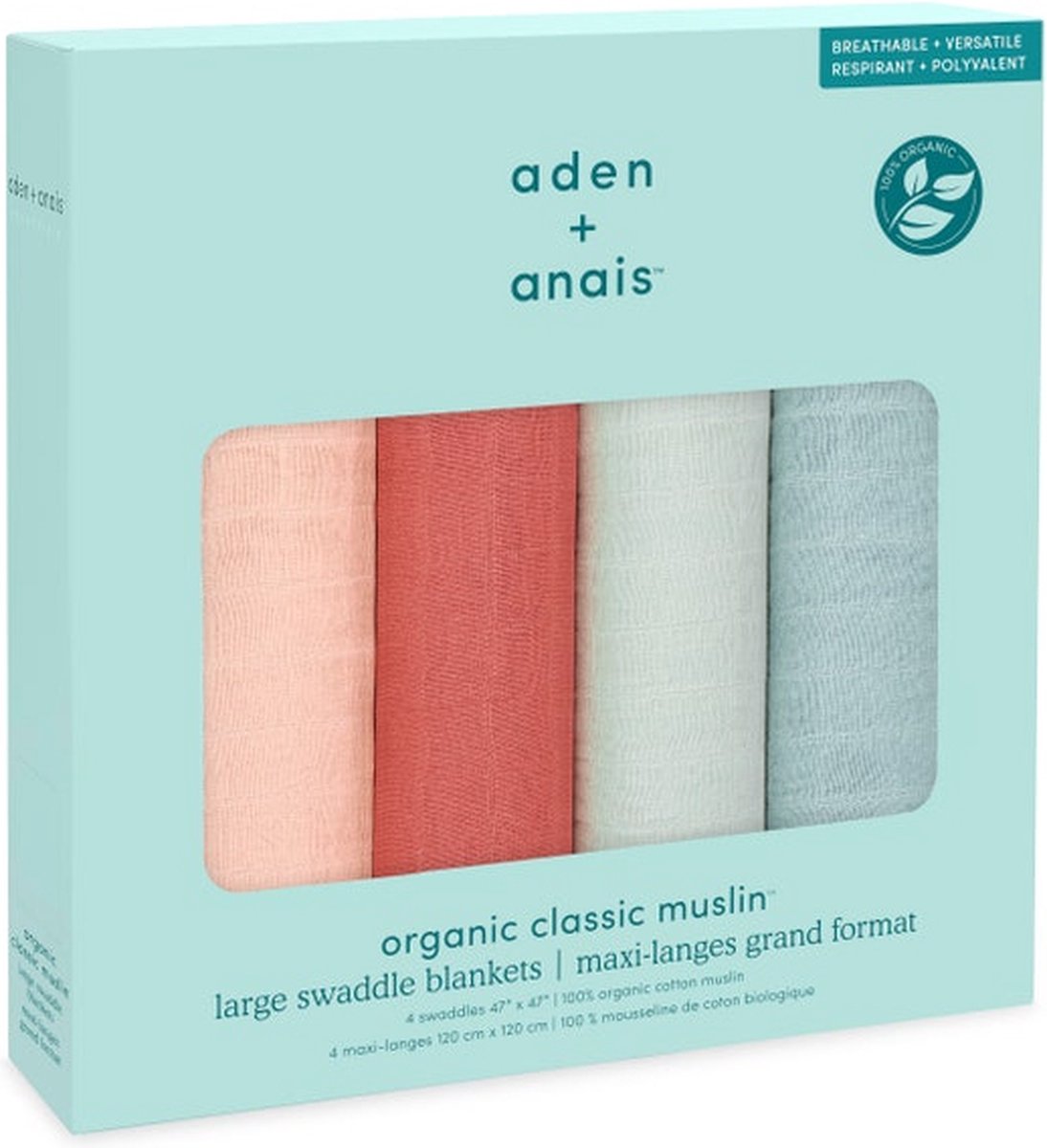 Aden + Anais Organic swaddle 4 pack Mother Earth