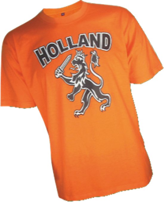 Kinder t-shirt oranje met opdruk 'Holland Leeuw'