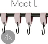 4x Leren S-haak hangers - Handles and more® | LILAPAARS - maat L (Leren S-haken - S haken - handdoekkaakje - kapstokhaak - ophanghaken)