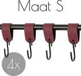 4x S-haak hangers - Handles and more® | BORDO - maat S (Leren S-haken - S haken - handdoekkaakje - kapstokhaak - ophanghaken)