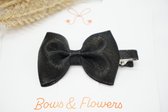 Haarstrikken Satijn Metallic Mini - Zwart - Haarclip - Glitter - Baby shower - Bows and Flowers