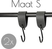2x Leren S-haak hangers - Handles and more® | VINTAGE GREY - maat S (Leren S-haken - S haken - handdoekkaakje - kapstokhaak - ophanghaken)