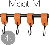 4x Leren S-haak hangers - Handles and more® | ORANJE - maat M (Leren S-haken - S haken - handdoekkaakje - kapstokhaak - ophanghaken)